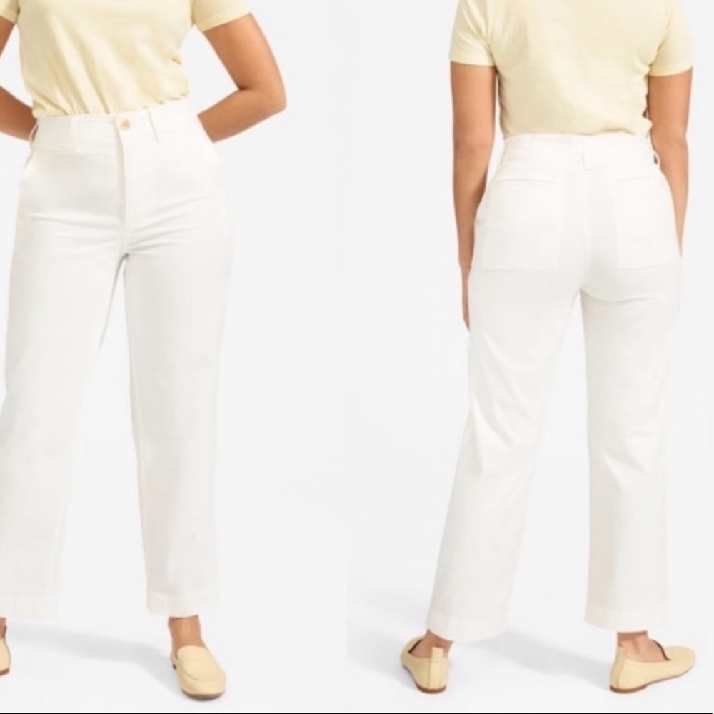 Everlane Lightweight Straight Leg Crop Off White Pant Women's Size 6 EUC